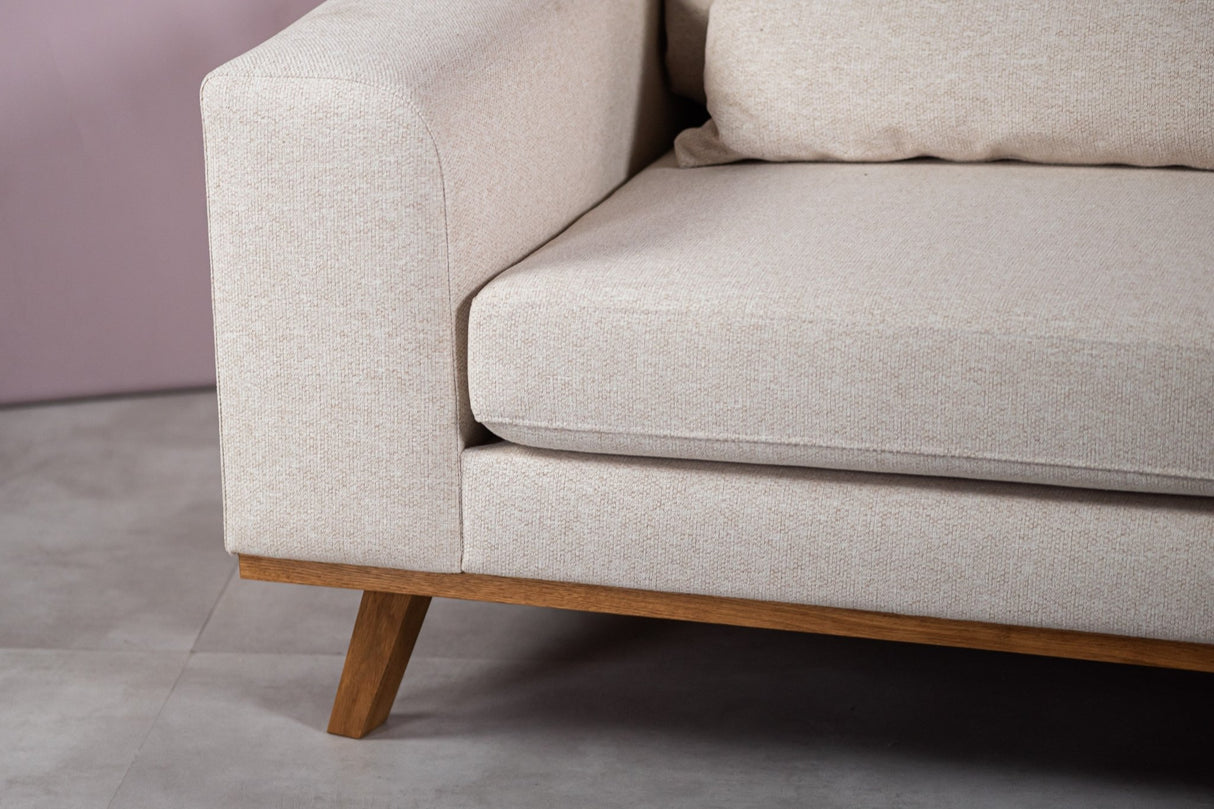 3-Sitzer-Ecksofa Ezra Stoff beige