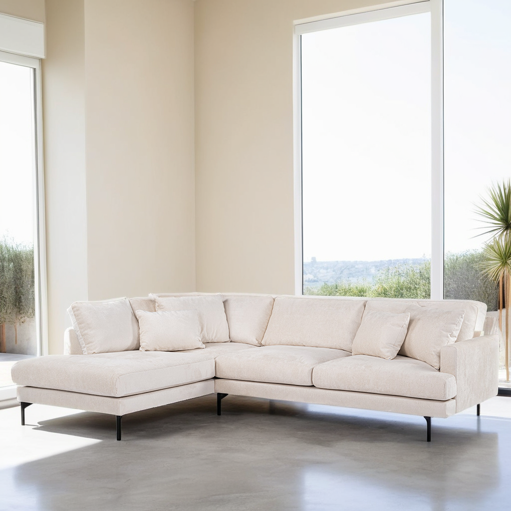 3-Sitzer-Ecksofa Aivy Stoff beige