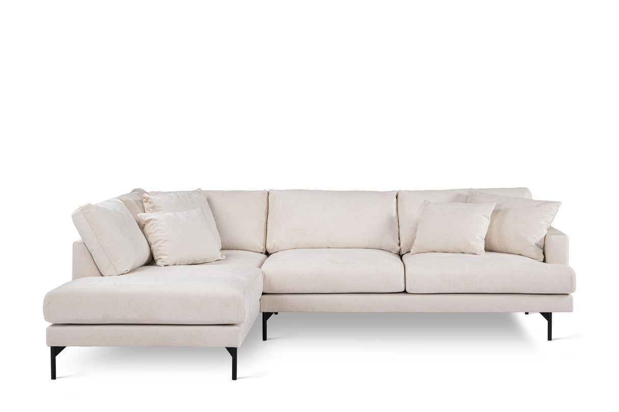 3-Sitzer-Ecksofa Aivy Stoff beige