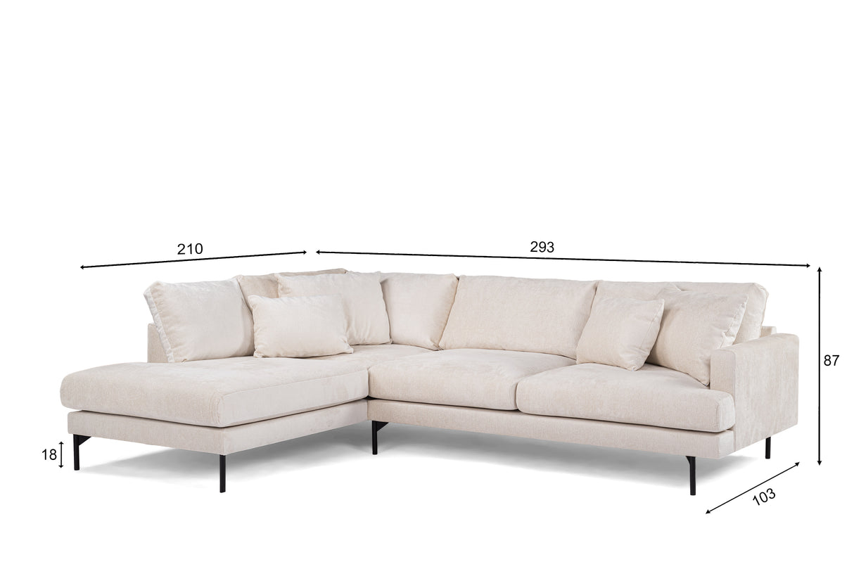 3-seater corner sofa aivy fabric beige