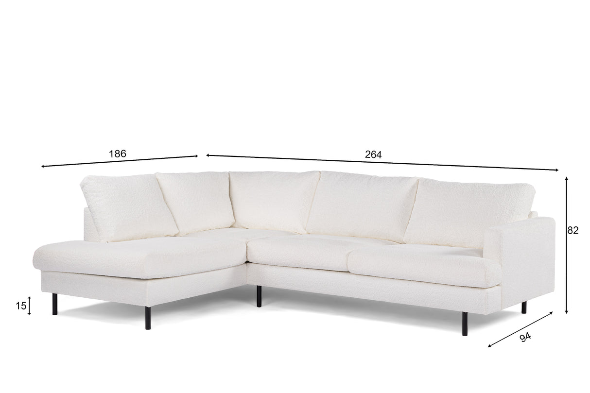 3-seater corner sofa niya bouclé white