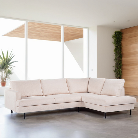 3-seater corner sofa chiara ribstof beige