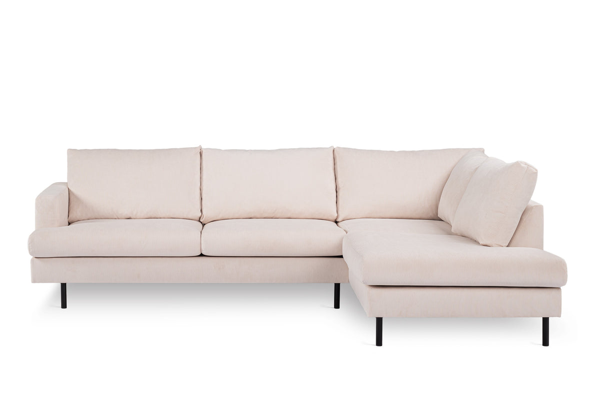 3-Sitzer-Ecksofa Chiara, gerippter Stoff in Beige