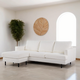 Sofa d'angle à 3 places chaise longue giselle bouclé blanc