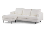 3-zits hoekbank chaise longue Giselle bouclé wit