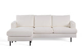 3-zits hoekbank chaise longue Giselle bouclé wit