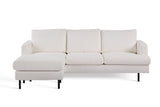 3-zits hoekbank chaise longue Giselle bouclé wit