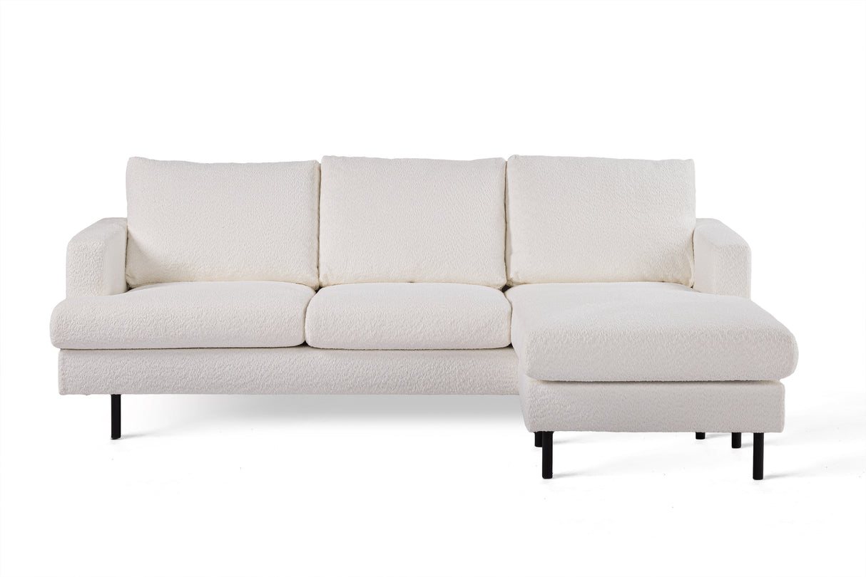 Sofa d'angle à 3 places chaise longue giselle bouclé blanc