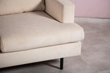 3-zits hoekbank chaise longue Gioia ribstof beige