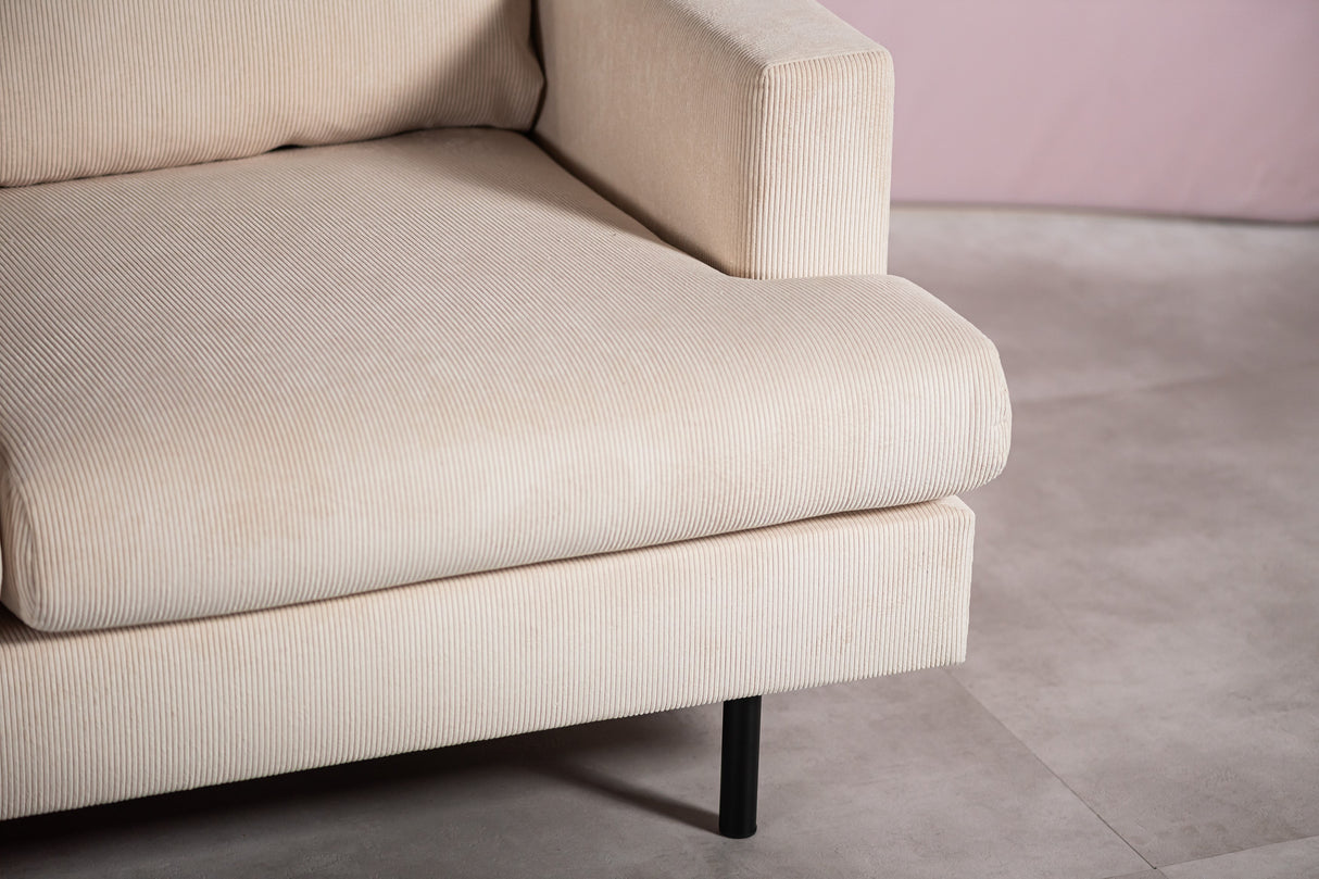 Canapé d'angle à 3 places chaise longue gioia ribstof beige