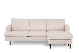 3-zits hoekbank chaise longue Gioia ribstof beige