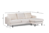 3-zits hoekbank chaise longue Loren ribstof beige