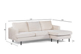 3-zits hoekbank chaise longue Loren ribstof beige