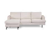 3-zits hoekbank chaise longue Loren ribstof beige