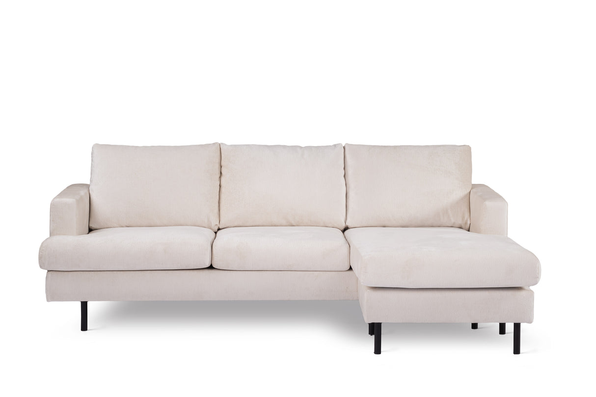 3-seater corner sofa chaise longue loren ribstof beige