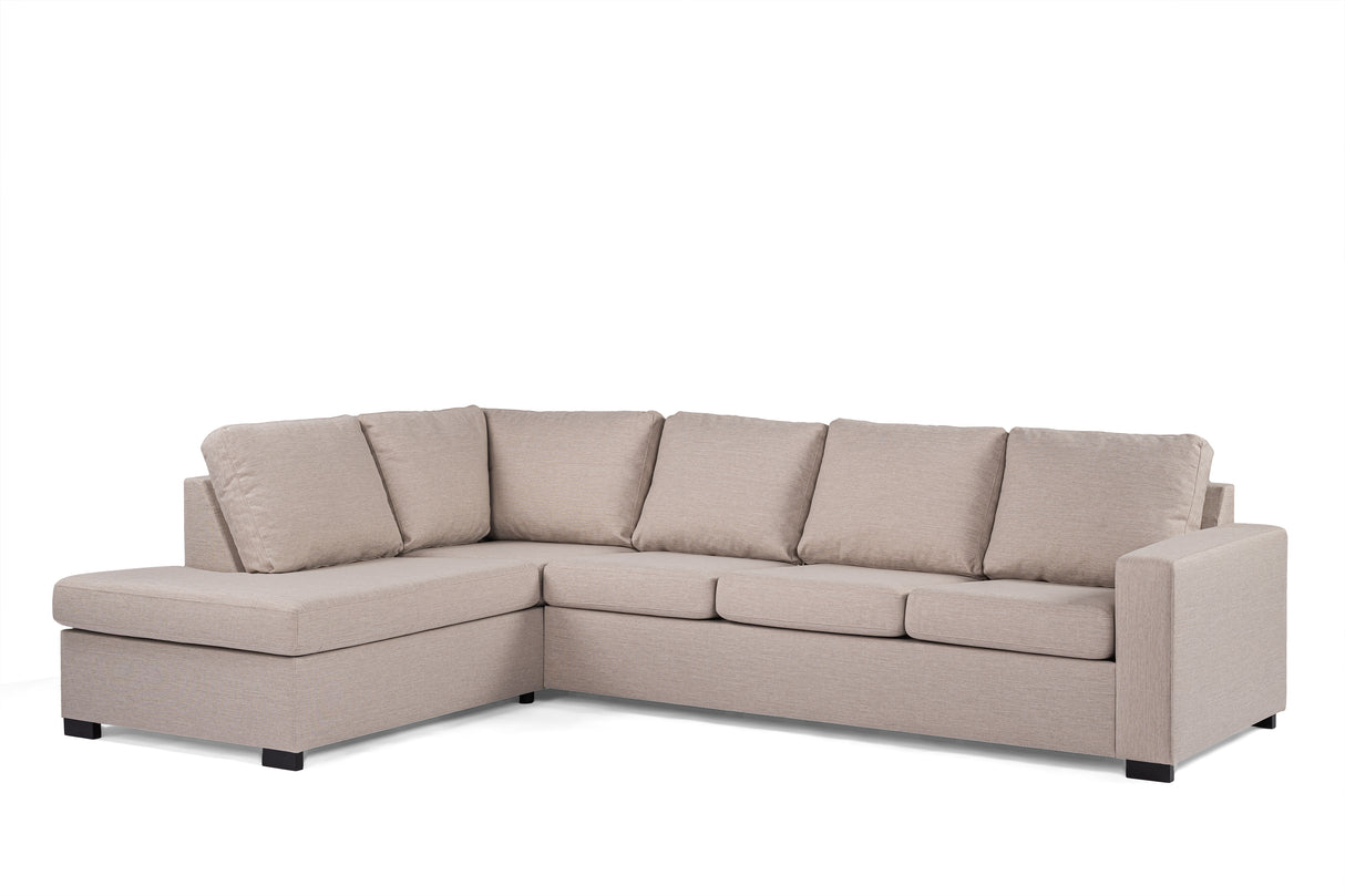 Canapé d'angle à 4 places beige tissu
