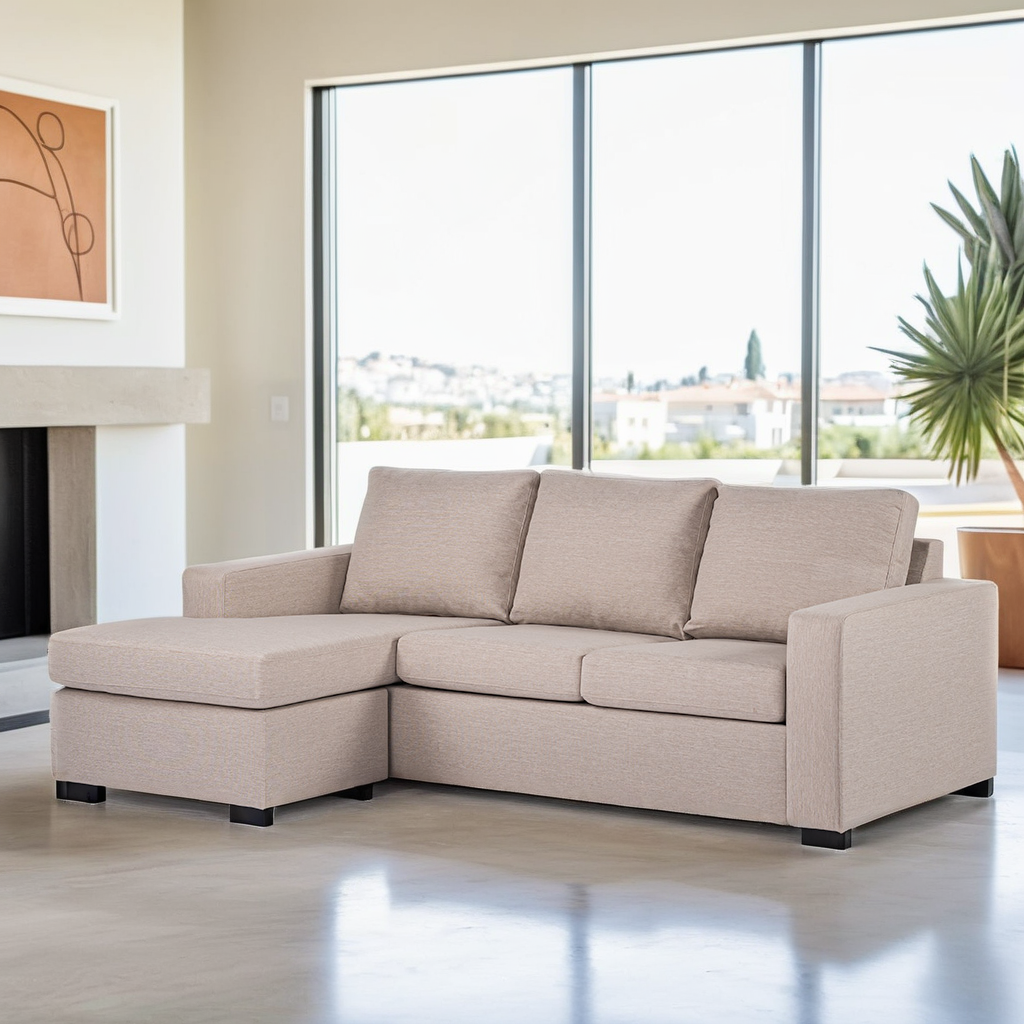 Sofa d'angle à 3 places chaise longue lima beige