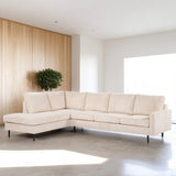 4-Sitzer-Ecksofa Pablo, gerippter Stoff, Beige