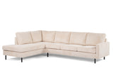 4-Sitzer-Ecksofa Pablo, gerippter Stoff, Beige