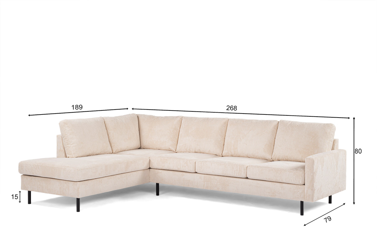 4-Sitzer-Ecksofa Pablo, gerippter Stoff, Beige