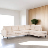 4-Sitzer-Ecksofa Pablo, gerippter Stoff, Beige