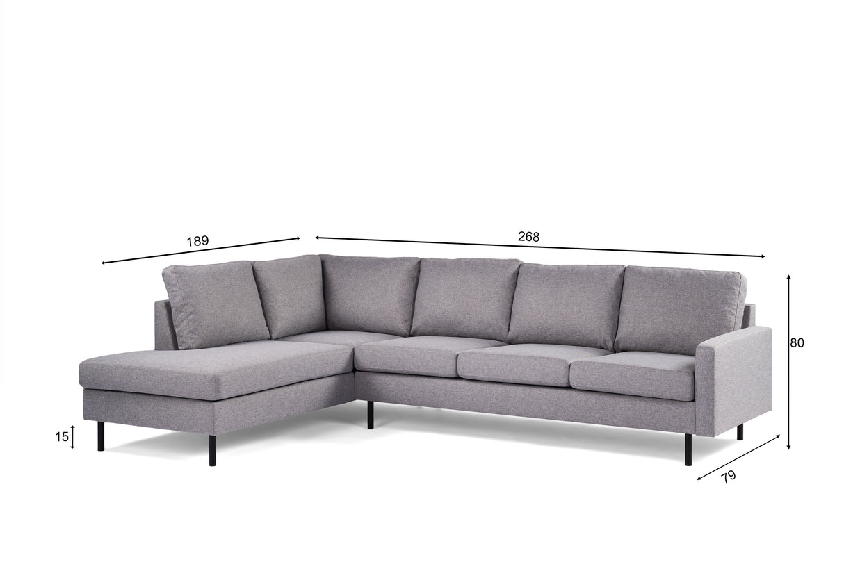 4-seater corner sofa kobe fabric gray