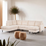 U-Sofa Pablo Rippstoff beige