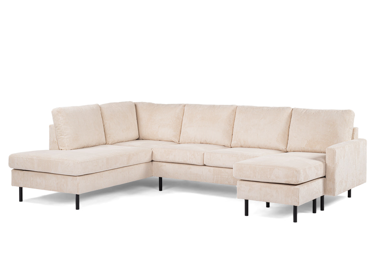 U-Sofa Pablo Rippstoff beige