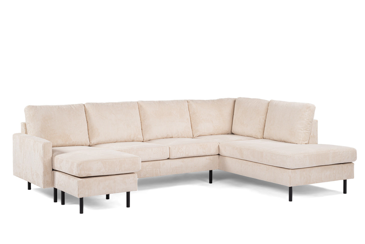 U-Sofa Pablo Rippstoff beige