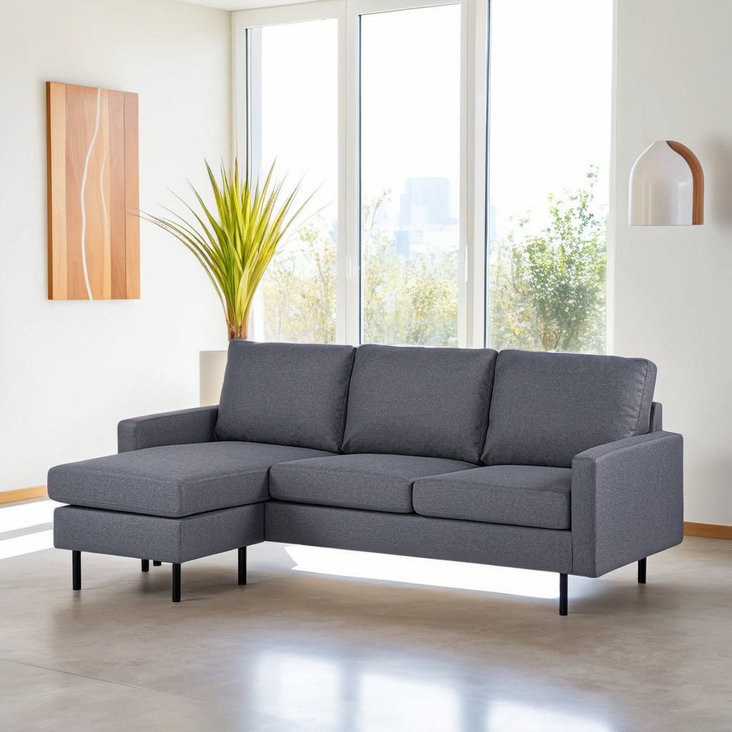 3-zits hoekbank chaise longue Riven donkergrijs