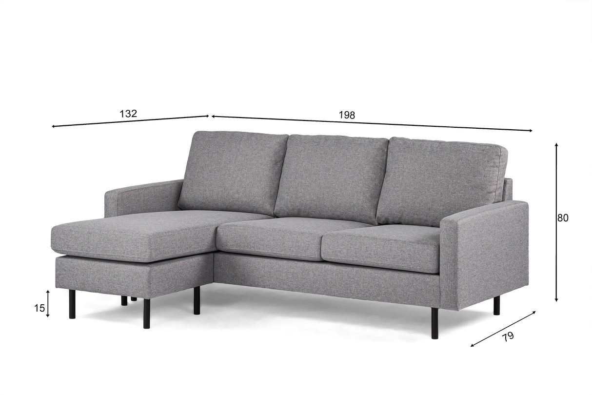 Sofa d'angle à 3 places chaises longue Miller Gray