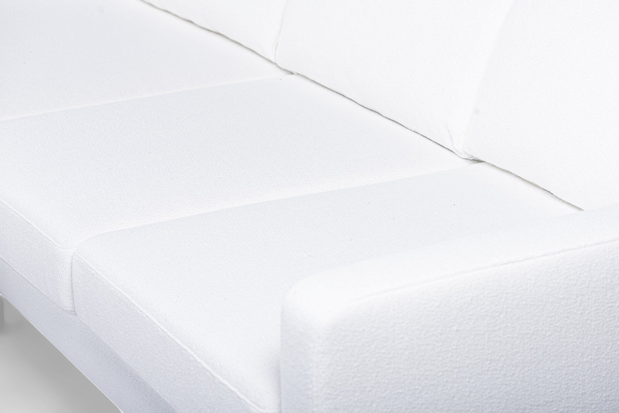 Canapé de salon à 3 places neva tissu bounlé blanc
