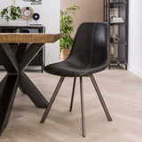 Set van 4 Eetkamerstoelen Siena Saddle PU zwart