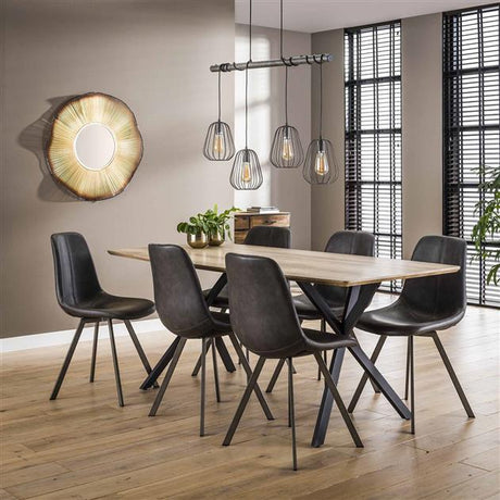 Industrial dining room chair Benjie anthracite artificial leather set of 4