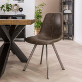 Industrial dining room chair Benjie anthracite artificial leather set of 4