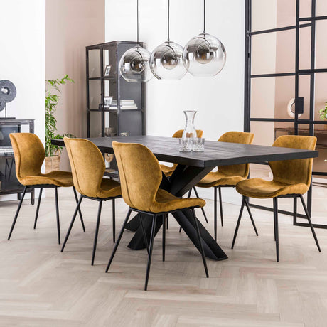 Chique Eetkamerstoel Argo Velvet Goud - Zonder Armleuningen