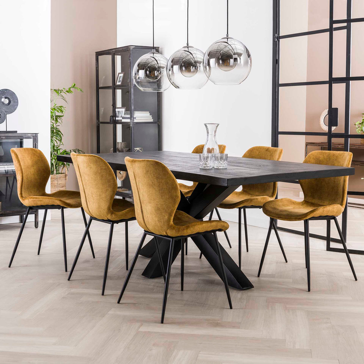 Set van 4 eetkamerstoelen Argo Velours goud