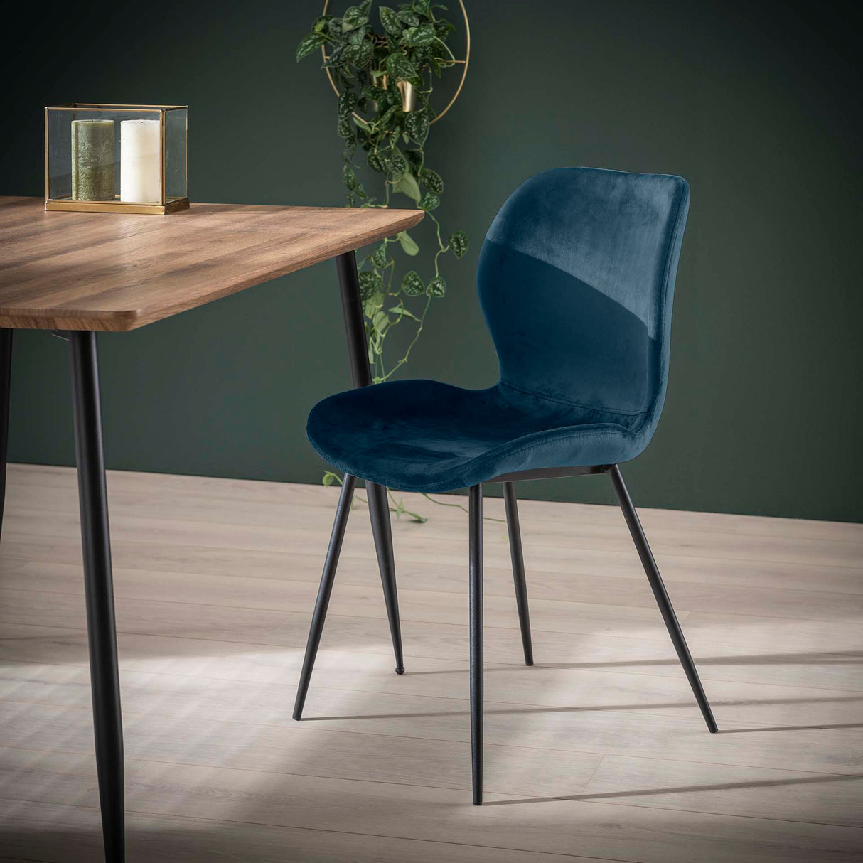 Set van 4 Eetkamerstoelen Velvet Blauw Shawn