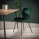 Set van 4 eetkamerstoelen Argo Velours Groen