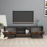 TV Meubel Elegante Walnoot Zwart Melamine 180x52x34 cm