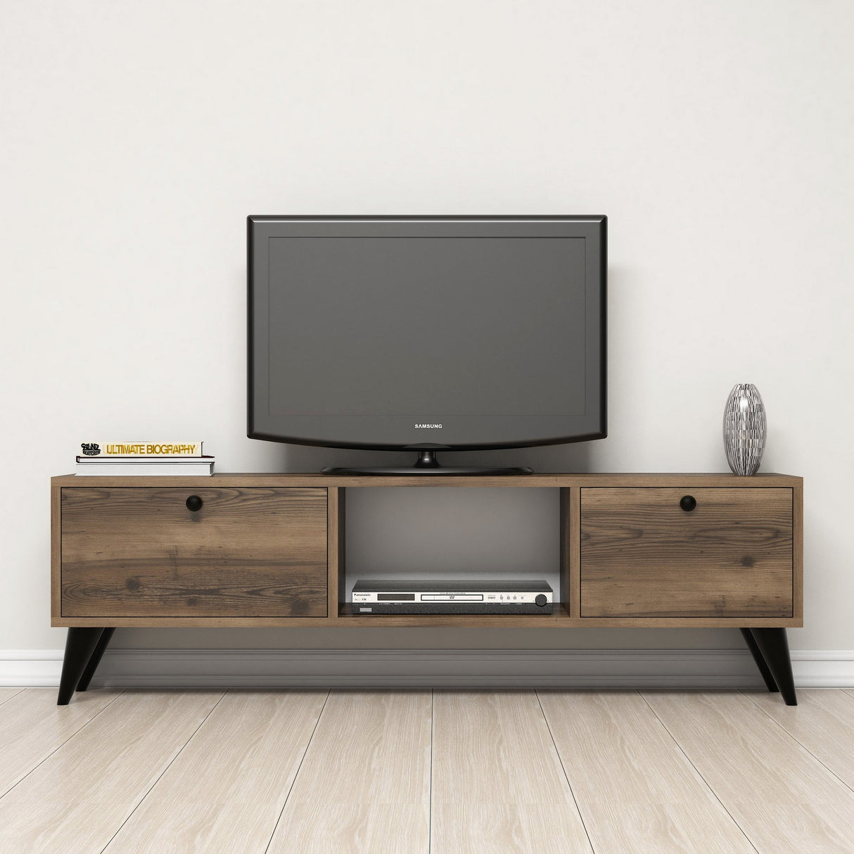 TV Meubel Serenat Walnoot Zwart Melamine 138x42,6x29,5 cm