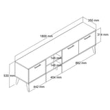 TV Meubel Exxen Eik Melamine 180x52x35 cm