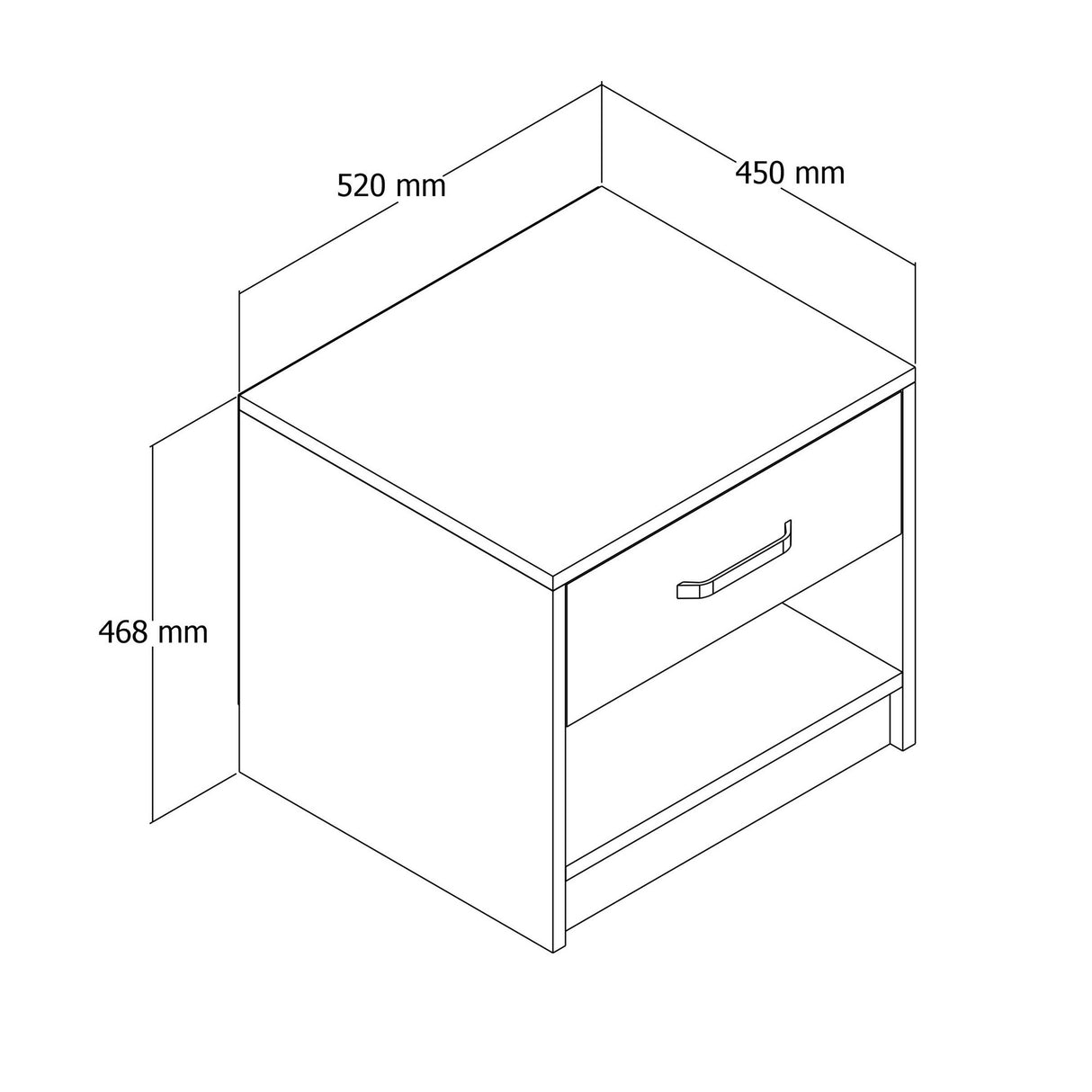 Nachtkastje Grande Eik Melamine 52x46,8x45 cm