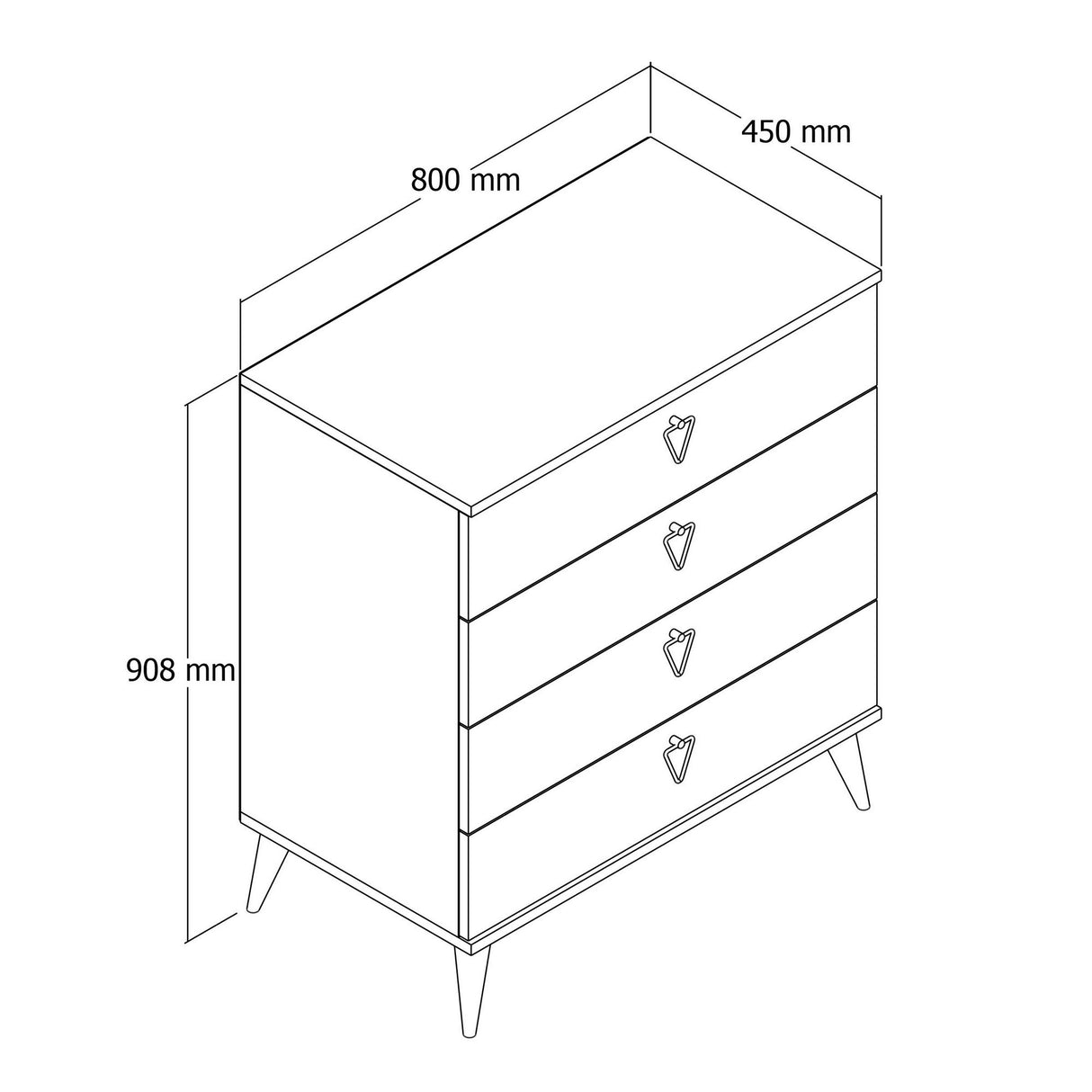 Ladekast Versa Eik Wit Melamine 80x90,8x45 cm