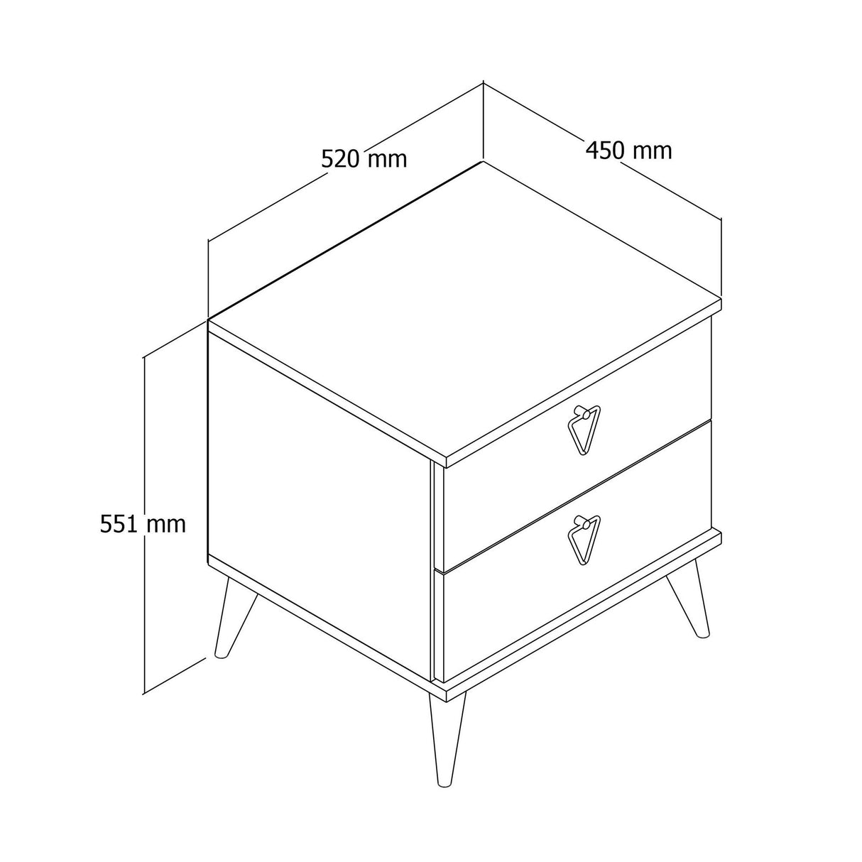 Nachtkastje Versa Eik Wit Melamine 52x55,1x45 cm