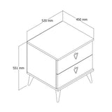 Nachtkastje Versa Eik Wit Melamine 52x55,1x45 cm