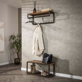 Kapstok Senna roede en hoedenplank 8 haken Drift brown