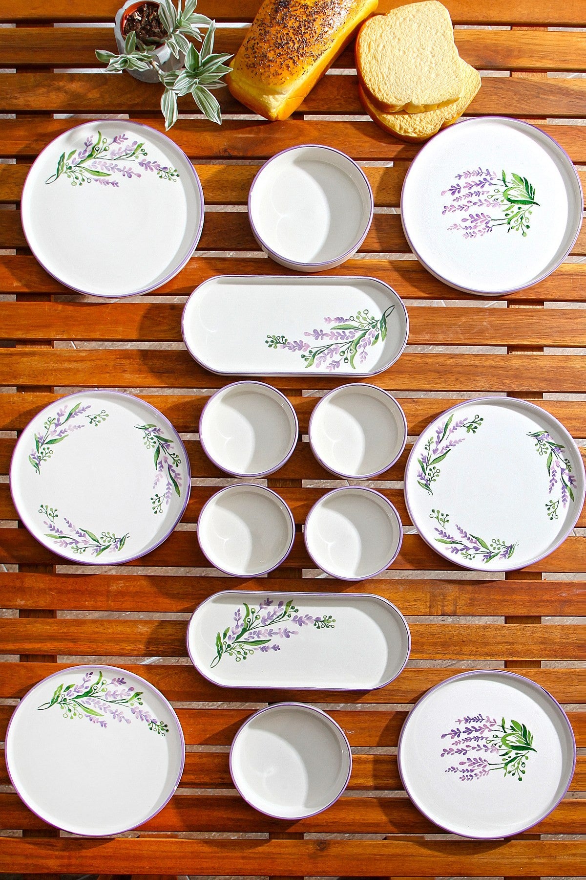 Lavanta 14 White Purple Green 100% CERAMIC 19 cm breed