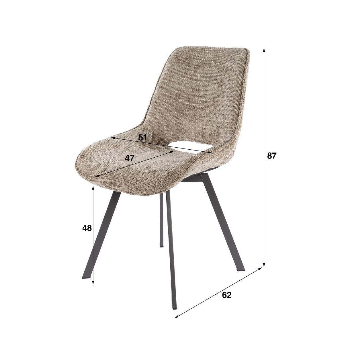 Set van 4 eetkamerstoelen Riviera Rich champagne draaibaar
