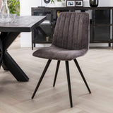 Set van 4 Eetkamerstoelen Sadie Velvet Grijs - Zonder Armleuningen